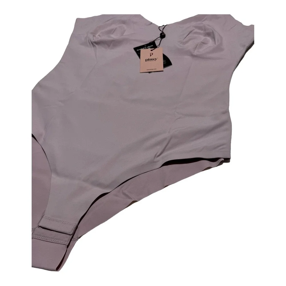 Pinsy V Neck Spaghetti‎ Strap Hourglass Shapewear Bodysuit LARGE LILAC CHEEKY